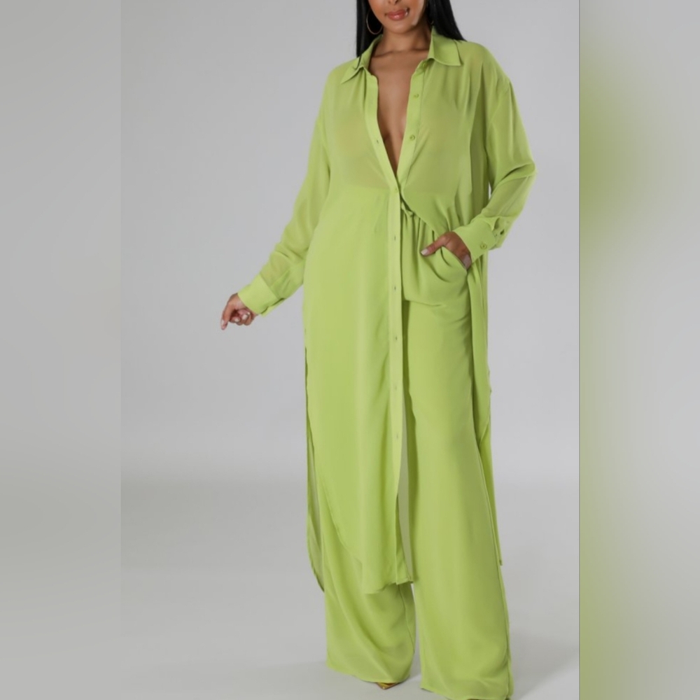 008.🔴  HIGH WAISTED WIDE LEG PANT SET - Picture 5 of 6
